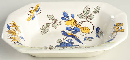 India Parrot Blue (Cream) 9" Oval Vegetable Bowl
