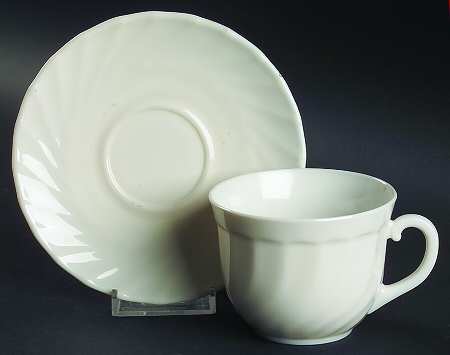 Trianon Ivory Flat Cup & Saucer Set by Arcopal