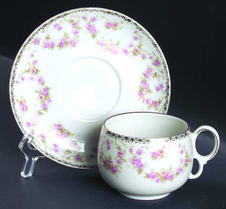 Bridal Rose (Smooth, Gold Edge) Flat Cup & Saucer Set