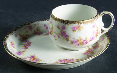 Bridal Rose (Smooth, Gold Edge) Dessert Plate & Cup Set