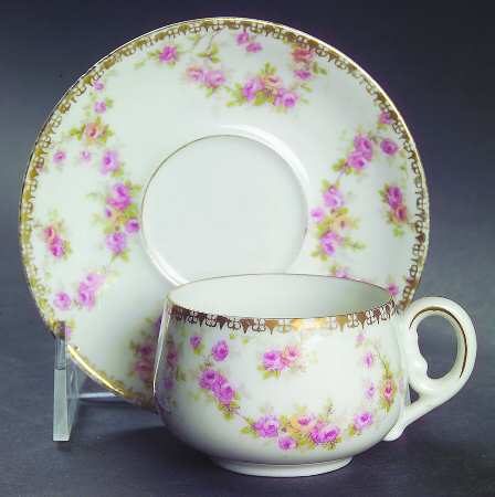 Bridal Rose (Smooth, Gold Edge) Flat Demitasse Cup & Saucer Set