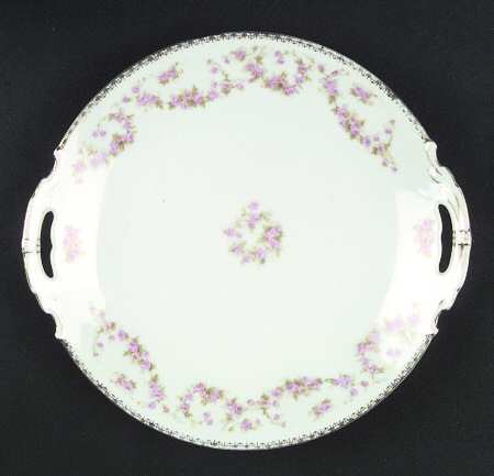 Bridal Rose (Smooth, Gold Edge) Handled Cake Plate