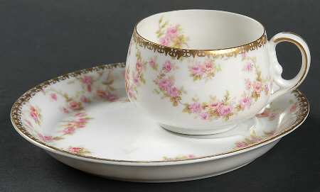 Bridal Rose (Smooth, Gold Edge) Dessert Plate & Cup Set