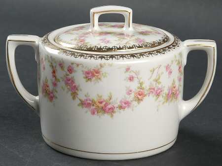 Bridal Rose (Smooth, Gold Edge) Sugar Bowl & Lid