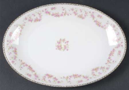 Bridal Rose (Smooth, Gold Edge) 12" Oval Serving Platter