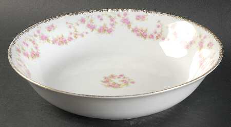 Bridal Rose (Smooth, Gold Edge) 9" Round Vegetable Bowl