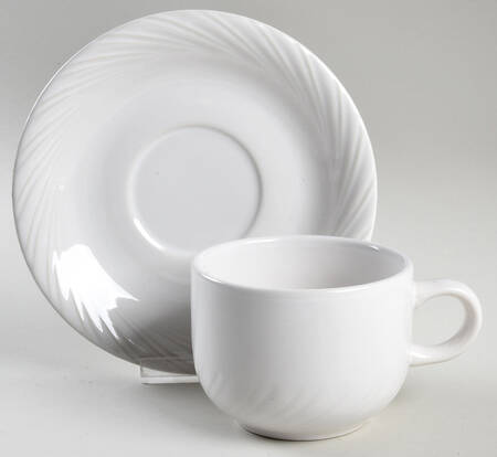 White Flat Cup & Saucer Set by Alacarte