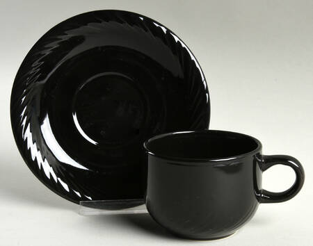 Black Flat Cup & Saucer Set