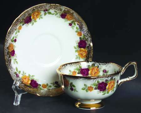 Cottage Roses Footed Cup & Saucer Set