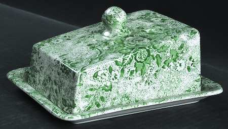 Chintzware Green Cheese Dish with Lid (Wedge)