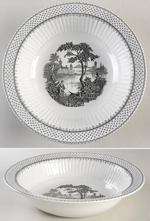 Minuet Black (Older, Wm  Adams Bcskstmp) 10" Round Vegetable Bowl