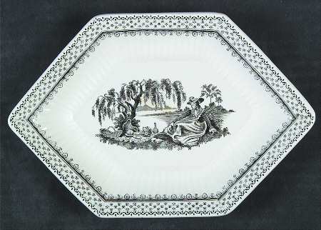 Minuet Black (Older, Wm  Adams Bcskstmp) Underplate for Sauce Boat