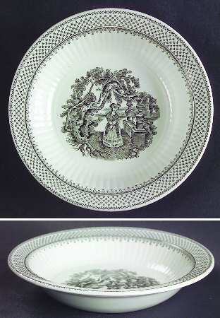 Minuet Black (Older, Wm  Adams Bcskstmp) Rim Fruit/Dessert (Sauce) Bowl