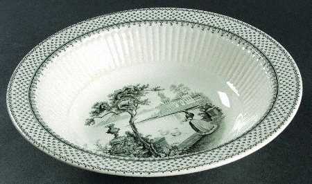 Minuet Black (Older, Wm  Adams Bcskstmp) 9" Round Vegetable Bowl