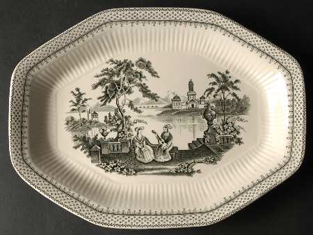 Minuet Black (Older, Wm  Adams Bcskstmp) 11" Oval Serving Platter