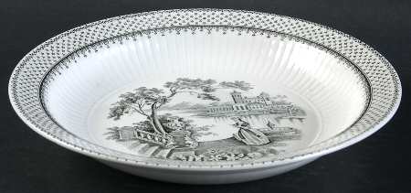 Minuet Black (Older, Wm  Adams Bcskstmp) Rim Soup Bowl