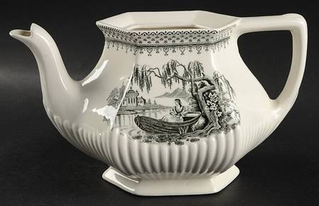 Minuet Black (Older, Wm  Adams Bcskstmp) Teapot No Lid