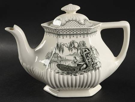 Minuet Black (Older, Wm  Adams Bcskstmp) Teapot & Lid