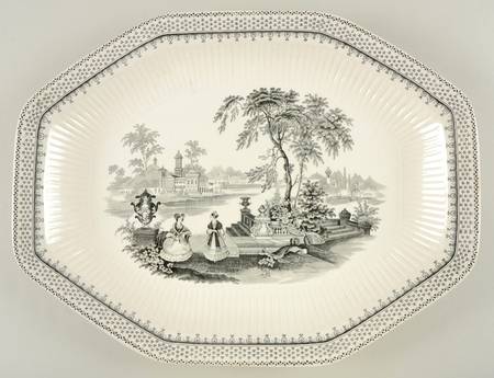 Minuet Black (Older, Wm  Adams Bcskstmp) 16" Oval Serving Platter