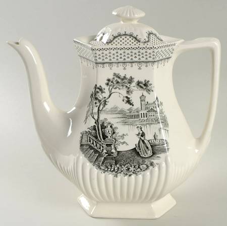 Minuet Black (Older, Wm  Adams Bcskstmp) Coffee Pot & Lid