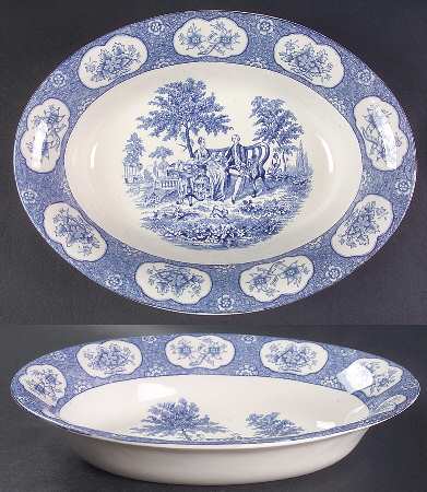 Blue Lawnton 10" Oval Vegetable Bowl