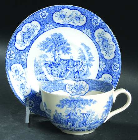 Blue Lawnton Flat Cup & Saucer Set