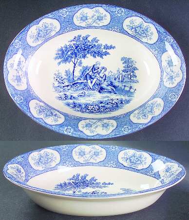 Blue Lawnton 9" Oval Vegetable Bowl