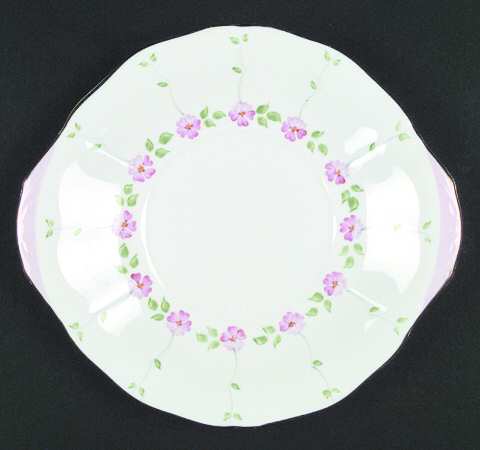 ADD24 (Pink Flowers) Handled Cake Plate
