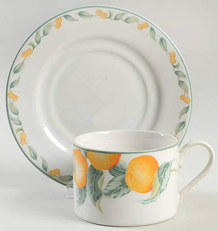Country Fruit Flat Cup & Saucer Set