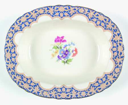 7796 Blue 10" Oval Vegetable Bowl