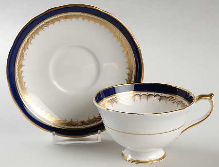 Embassy Cobalt Blue (Scalloped) Footed Cup & Saucer Set by John  Aynsley & Sons