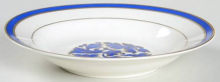 Courtyard Blue Rim Soup Bowl