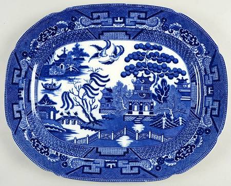 Willow Blue (Scalloped) 15" Oval Serving Platter