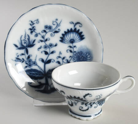 Blue Onion Footed Cup & Saucer Set