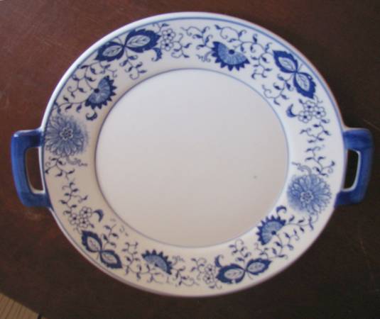 Blue Onion Handled Cake Plate