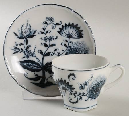 Blue Onion Flat Demitasse Cup & Saucer Set
