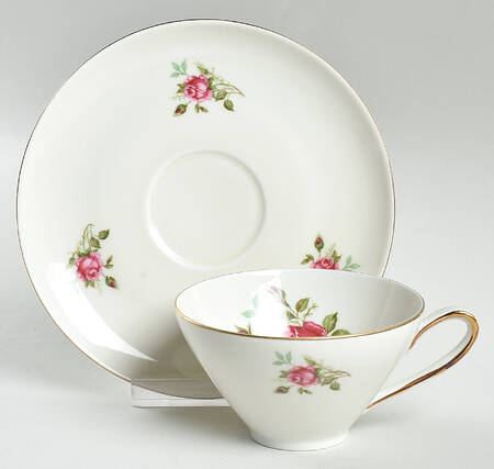 Moosrose (Gold Trim) Footed Cup & Saucer Set by Alka