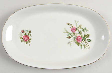 Moosrose (Gold Trim) 13" Oval Serving Platter by Alka
