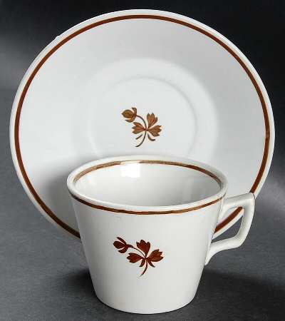 Tea Leaf (Smooth, Not Embossed Rim) Flat Cup & Saucer Set