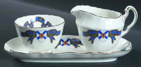 Nova Scotia Tartan Mini Creamer & Open Sugar with Tray