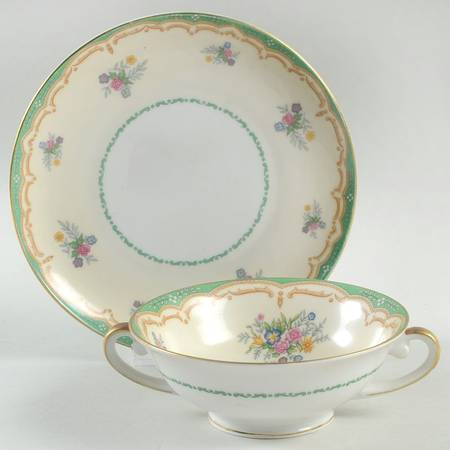 ALT235 Footed Cream Soup Bowl & Saucer Set