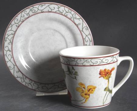 Floral Vine Flat Cup & Saucer Set