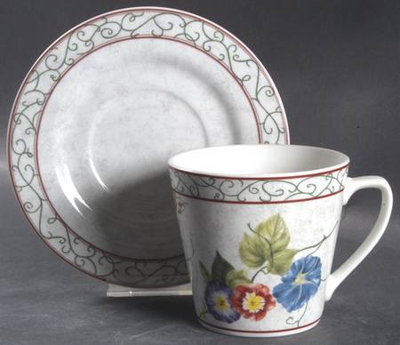 Floral Vine Flat Cup & Saucer Set