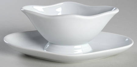 Classic Whiteware Gravy Boat with Attached Underplate