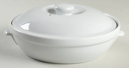 Classic Whiteware 7" Round Entree Dish & Lid