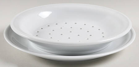Classic Whiteware Pierced Berry Bowl and Underplate