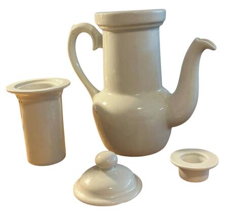 Classic Whiteware Individual Coffee Brewer W/ Lid, Filter & Infuser