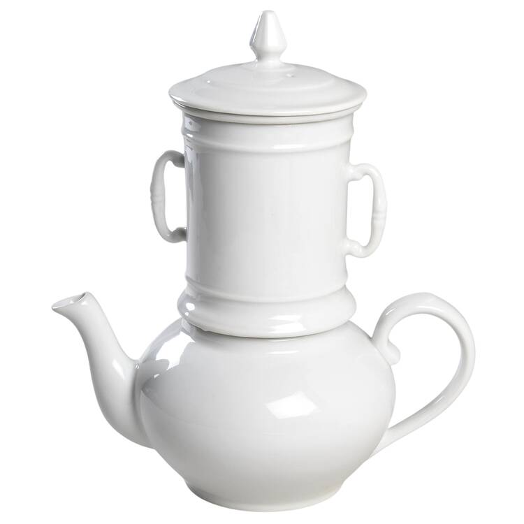 Classic Whiteware Coffee Brewer & Lid with Filter & Infuser