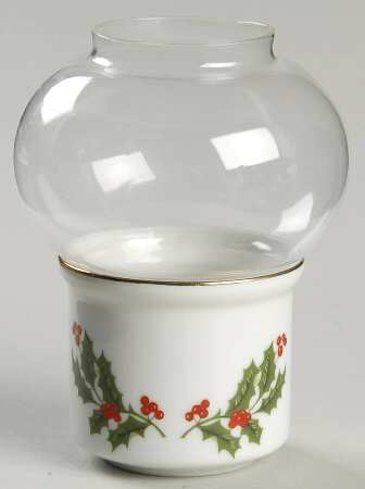 Christmas Holly (Porcelain) Mini Lite Votive with Glass Globe