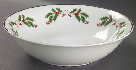 Christmas Holly (Porcelain) 9" Round Vegetable Bowl